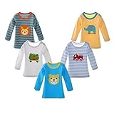 DANROLベビー男の子5 - Pack CartoonロングスリーブTシャツ カラー: マルチカラー