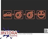JINTORA ステッカー/カーステッカー - auto + twin turbo = fun - 自動+ツインターボ=楽しい - 210x55 mm - JDM/Die cut - 車/ウィンドウ/