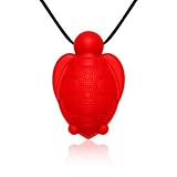 Siliconies Turtle Pendant - Silicone Necklace (Teething/Nursing/Sensory)(Red) by Family Bedrock [並行輸