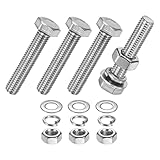 M METERXITY 4セット 六角ボルト M8 ボルト M8×40mm ナット ロックワッシャー 平座金 ステンレス 六角頭ネジ 全ねじ 耐久性 防錆 産業 部品 機械 シルバー