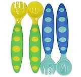 BYP Feeding Spork Spoon and Fork Set With Case Baby Tableware for Toddlers (Yellow Blue) [並行輸入品]