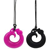 MyBoo Autism/Sensory/Teething Chewable Dragon Pendant - Set of 2, Pink/Black [並行輸入品]