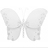 HangingバタフライホワイトTwinkleナイロンメッシュ蝶デコレーション装飾赤ちゃん保育園寝室女の子部屋天井壁装飾結婚式誕生日パーティーベビーシャワーバスルーム子供Childrens 3dアート
