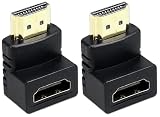 HDMIアダプタ 変換コネクト L字 L型 90度 270度 オス メス 中継 TV Stick PC対応 (下向き(90度), 2個)