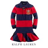ラルフローレン 長袖 ワンピース 3T(歳) レッド×ネイビー [Baby Product]