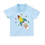 BabyChips RAINBOWロケット(名入れ半袖ベビーTシャツ) 150 ライトブルー