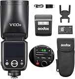 【Godox正規代理店】Godox V100C V100-C100Ws TTL フラッシュ スピードライト、Canonカメラ用、2.4G ワイヤレス、外部タッチスクリーン フラッシュ付き、400 フルパワー フラッシュ、リサイクル時間1.7 秒