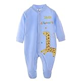 エルフ ベビー(Fairy Baby)ベビーカバーオールロンパース 足つき長袖 春秋 出産祝い 可愛いキリン柄 3M