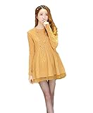 Tresor マタニティ 産前 産後 妊娠 初期 中期 後期 ウール 素材 柔らかい生地 ゆったり 長袖 ワンピース 通気性抜群 シースルー TRAP-152889　カーキXL