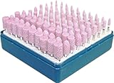 BIG Bite セラミック 砥石 2種類 5サイズ 100本 セット リューター ミニドリル 用 軸付 (セラミック / ピンク)