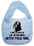 IiE, The Force is strong with this one, Boy Girl Unisex Feeding Bib, Pale Blue by Image is Everythin
