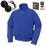 空調服 2017年新商品 空調風神服 肩パット付 チタン加工長袖ブルゾン（空調服社バッテリー＋ファン）≪099‐KU92203≫ (4L, 4-ブルー)