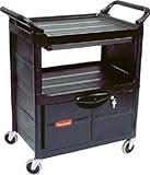 [T-8194755]ラバーメイド　ユーティリティカート　施錠ドア付き　ブラック 345707