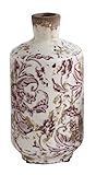 Creative Co-Op DA6737 Large Violetterra Cotta Vase with Transferware Pattern [並行輸入品]