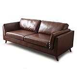 タンスのゲン 3人掛け 幅188cm レザーソファ ポケットコイル ローソファー アンティーク PVC レトロキャメル 48600002 02