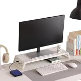 Yuesin モニター台 卓上 USB パソコン台 USBポート付き データ転送 モニタースタンド ディスプレイ PC台 姿勢改善 キーボード 収納 ノートパソコン/プリンター/iMacに適用 USBケーブル付き 耐荷重30kg ホワイト