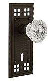 Nostalgic Warehouse Craftsman Plate with Keyhole Crystal Glass Knob Single Dummy Oil-Rubbed Bronze [