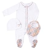 (バーバリー) BURBERRY コットン スリーピース ベイビー ギフトセット ボディスーツ ハット ビブ セット (9M)