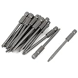 uxcell トルクスドライバービット 75mm グレー 金属 T10 6.3mm 20個入り