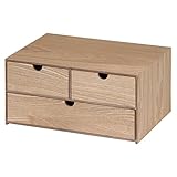 不二貿易 引き出し付き収納ケース 2段 突板 ナチュラル 14044