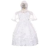 Rainkids Baby Girlsホワイト刺繍ケープ帽子オーガンジードレス洗礼セット3 – 24 m カラー: ホワイト