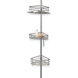 Theサテンニッケル3層Pole Oversized Bath Caddy