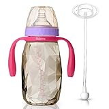 キッズミー マルチアングルストロー付き PPSU製ダイヤモンドボトル(ハンドル付き)【日本正規品】哺乳瓶 ラベンダー 300ml