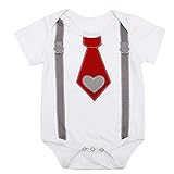 Domybestベビー服 ロンパース　ボディスーツ　カバーオール　女の子　男の子　かわいい　ロンパース　ジャンプスーツ　半袖　カジュアル　夏　ネクタイプリント　新生児　赤ちゃん　出産祝い　普段着 撮影