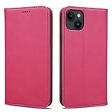 Rssviss iPhone 15 Plus 用 ケース 手帳型 iPhone 15 plus 専用 手帳型ケース アイフォン 15 プラス 用 ケース 手帳型 マグネット式 iphone15 plus 専用 ケース 手帳型 カード収納 アイフォン 15 プラス 専用 手帳型 ケース スタンド機能 iPhone 15 plus 用 手帳ケース 軽量 6.7インチ適応 W1 ローズレッド