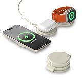 Satechi OntheGo™ 3 in 1 ワイヤレス充電器、iPhone 17から12シリーズ用の15W急速充電、Apple Watch用の5W、およびAirPods用の5Wを備えたQi2ポータブル充電器、マグネット式トラベル充電ステーション – サンド