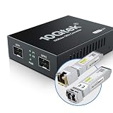 10Gtek 10GbE SFP+ 光メディアコンバーター、光ファイバー to 10G銅線UTPイーサネットメディアコンバーター、10GBase-T （最大30m）とSFP+ LR（10km、シングルモード、1310nm）モジュール付属