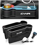 【2025年版·大容量設計】CHR 車用 光る サイド収納ボックス シートサイドポケット ドリンクホルダー CHR ZYX10 ZYX11 NGX50カップホルダー USBポート付き スマホ充電 コンソールボックス 小物入れ 隙間収納 LEDライト インシートギャップフィラー 落下防止 取り付け簡単（運転席+助手席） [並行輸入品]