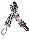 Baby Pacifier Clip | Infant Binky Leash | BLACK CHEVRON | by Esseto