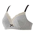 (犬印)INUJIRUSHI 母乳もれも安心 ドット柄プリント ハーフトップブラジャー(GY-グレー、L)