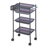 トレーワゴン スモーク [ エステワゴン ネイルワゴン キッチンワゴン マルチワゴン サイドワゴン キャスター付き 収納 業務用 サロン ワゴン ラック ]◆