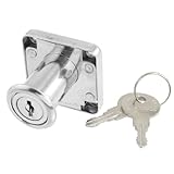 uxcell ガラスドアロック　引き出し錠　安全ロック　2鍵付き 　直径19mm　シルバートーン