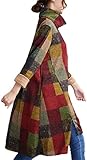 d01Lgn (Galette des Rois) ガレット デ ロワ レディース ワンピース 長袖 チュニック チェック ハイネック ひざ丈 aライン カジュアル プルオーバー ロング (04L, 