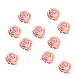 Perfk 全11色選べ　ローズ造花　フラワーヘッド　花束作成　デコレーション　結婚式　パーティー　服装飾り　10個入り　 - ピンク