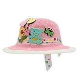 (コ-ランド) Co-land キッズ 子供用帽子 ベビー キャップ 女の子ハット つば広 リボン 可愛い柄飾り 女児 紫外線UVカット 通学通園 お出かけ ピンク