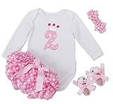 LJYHベビー女の子プリンセスピンクBirsthdayボディスーツとソックスOutfit with Headband and靴