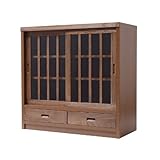 日本製(大川) 天然木桐材 うづくり仕上げサイドボード幅90 ライトブラウン 1890