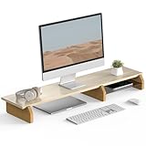 Fenge机上台 モニター台 パソコン台 モニタースタンド 108cm横幅 木製天板 PC台卓上 パソコンスタンド デスクトップ用 机上 机