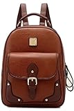 リュック レディース おしゃれ PU レザー 大容量 ハンド バッグ 中学生 高校生 通学 (ブラウン)