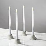 4 Flameless LED 10 Taper Candles Faded Silver/White Wax Finish Remote & Batteries Included [並行輸入品]