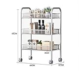 メタルラック，3段4段5段 籠耐荷重10kg 防サビ加工 キャスター付き (白, 65)