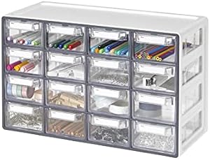 Litem 日本公式店 Upシステムマルチボックス 16段 グレー 収納ボックス パーツキャビネット パーツボックス 引き出し 見出しカード アクセサリー収納 小物収納 小物入れ 収納ケース 積み重ね 整理整頓 収納箱 雑貨収納 多目的収納 Geartics