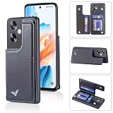 【Anrek】互換性 OPPO A79 5G 用 新型 背面 カードケース（ブラック）オッポ a79 5g スマホケース カード収納 横置き機能 携帯カバー a79 5g BLACK