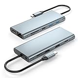 USB Cドッキングステーションデュアルモニター、ラップトップドッキングステーション、12イン1トリプルディスプレイUSB Cハブマルチポートアダプター、デュアル4K HDMI、DP、100W PD、2 USB 3.1、RJ45、SD/TF、MacBookおよびType Cノートパソコン用オーディオ。