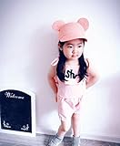 Effiku(エフィック) ベビー キッズ 耳付き 麦わらキャップ 麦わら帽子 ネズミ 日よけ ゴム付き 2-4歳前後 男の子 女の子 (ライトピンク)