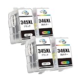 【Inkshop】キャノン BC-345XL BC-346XL 詰め替え インクカートリッジ 2セット 合計4本セット Canon 345XL 顔料 ブラック PGBK Canon 346XL 染料カラー インク Canon インク BC-345 BC-346 大容量 日本語説明書付き